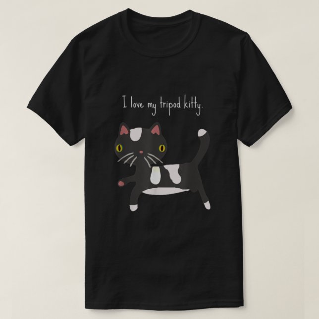 Ich Liebe mein Stativ Kätzchen drei Beine Katzenst T-Shirt (Design vorne)