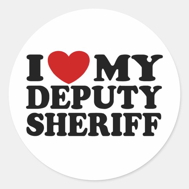 Ich Liebe mein Stellvertreter Sheriff Runder Aufkleber (Vorderseite)