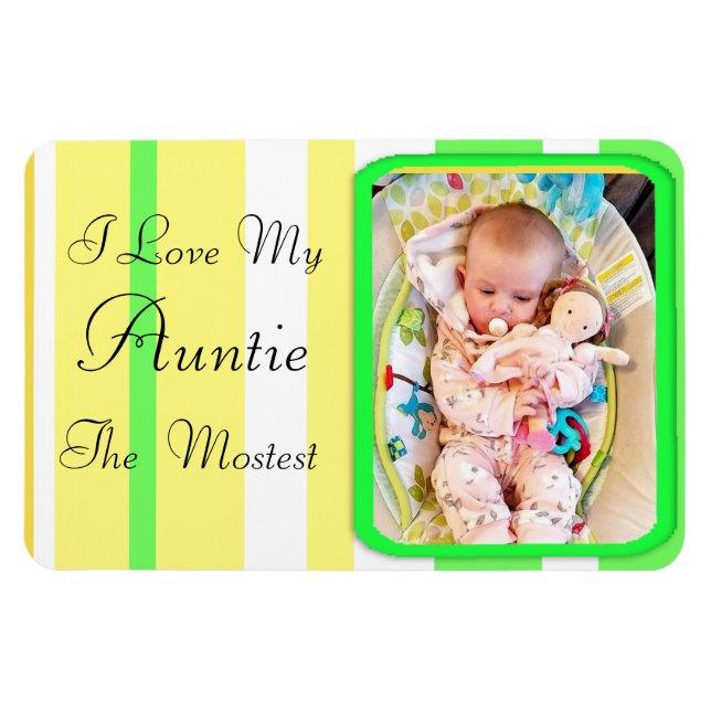 Ich Liebe mein Tante Lime Green Personalisiert Mag Magnet (Horizontal)