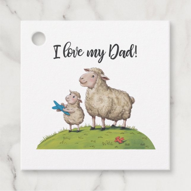 Ich Liebe mein Vater Schafe Geschenkanhänger (Vorderseite)
