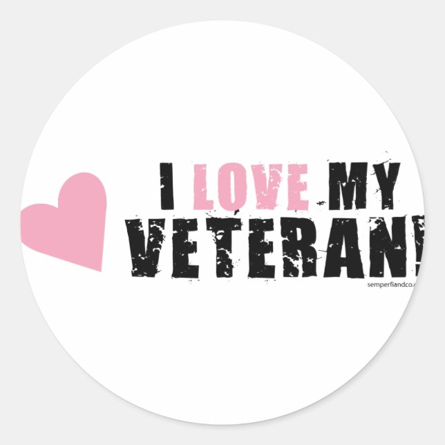 Ich Liebe mein Veteran! Runder Aufkleber (Vorderseite)
