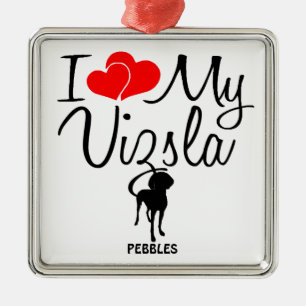 Ich Liebe mein Vizsla-Ornament Silbernes Ornament