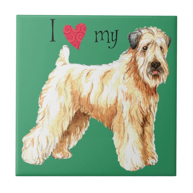 Ich Liebe mein weich beschichtetes Wheaten Terrier Fliese (Vorderseite)