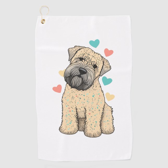 Ich Liebe mein weich beschichtetes Wheaten Terrier Golfhandtuch (Vorderseite)