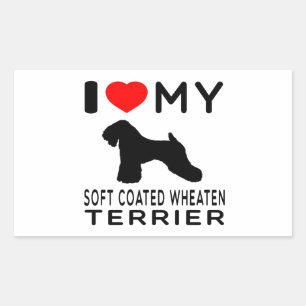 Ich Liebe mein weich beschichtetes Wheaten Terrier Rechteckiger Aufkleber