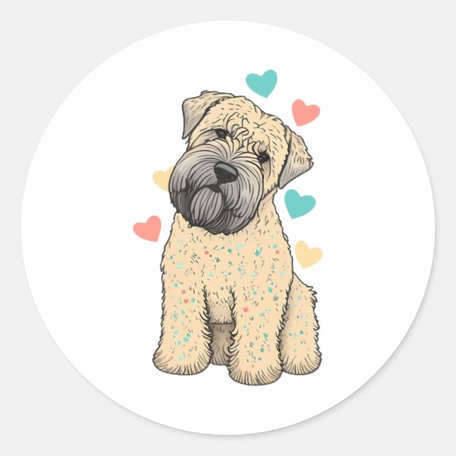 Ich Liebe mein weich beschichtetes Wheaten Terrier Runder Aufkleber (Vorderseite)