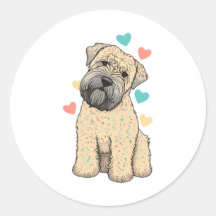 Ich Liebe mein weich beschichtetes Wheaten Terrier Runder Aufkleber
