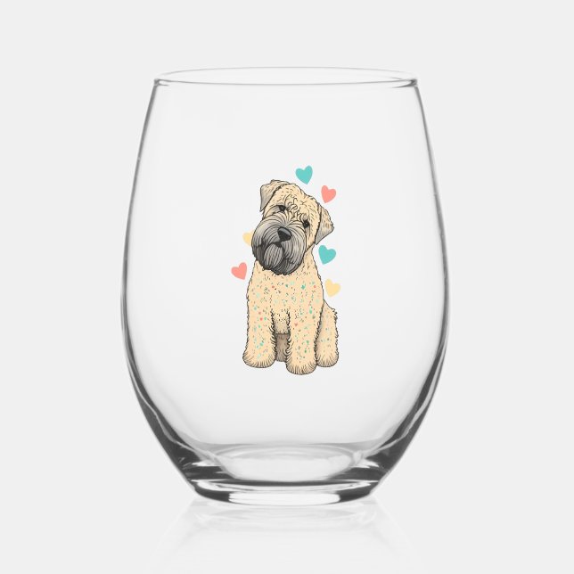 Ich Liebe mein weich beschichtetes Wheaten Terrier Weinglas Ohne Stiel (Vorderseite)
