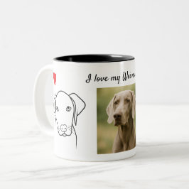 Ich liebe mein Weimaraner-Hunde-Foto-Zeichnung-Her Zweifarbige Tasse