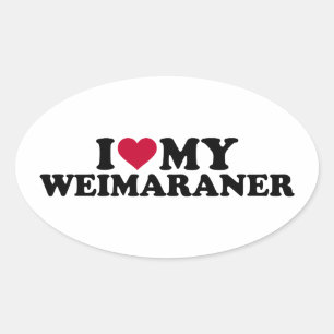 Ich Liebe mein Weimaraner Ovaler Aufkleber
