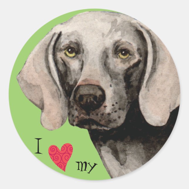 Ich Liebe mein Weimaraner Runder Aufkleber (Vorderseite)