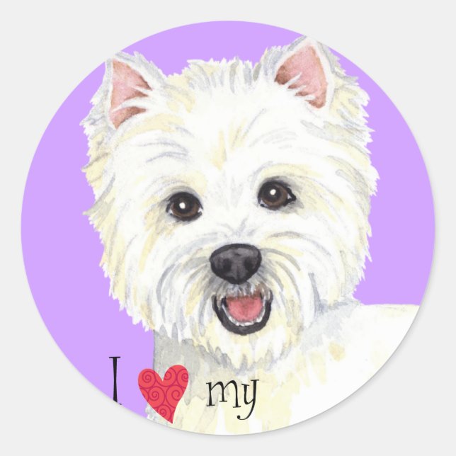 Ich Liebe mein Westie Runder Aufkleber (Vorderseite)
