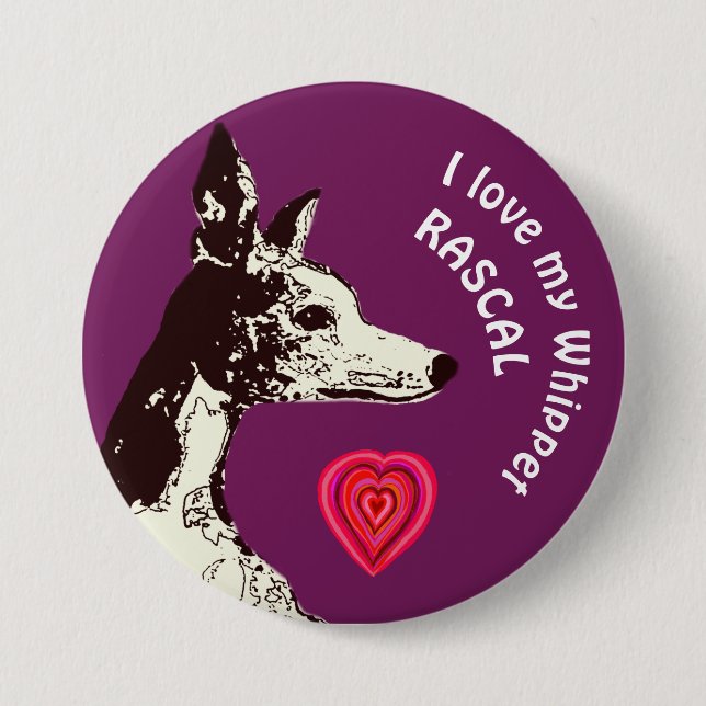 Ich Liebe mein Whippet Button (Vorderseite)