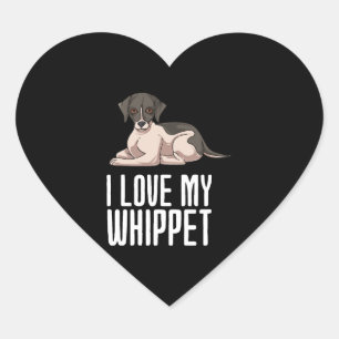 Ich Liebe mein Whippet Herz-Aufkleber