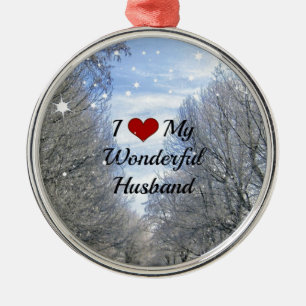 Ich Liebe mein wunderbarer Mann - Schneewintertag Ornament Aus Metall