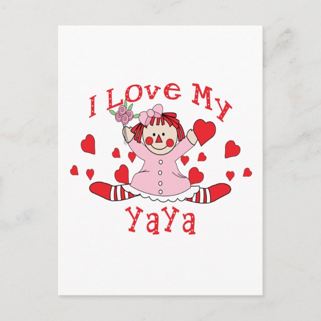 Ich Liebe mein YaYa Rag Doll & Hearts Postkarte (Vorderseite)