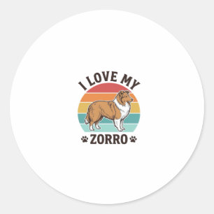 Ich liebe mein Zorro Vintage-Hundeliebhaber-Design Runder Aufkleber