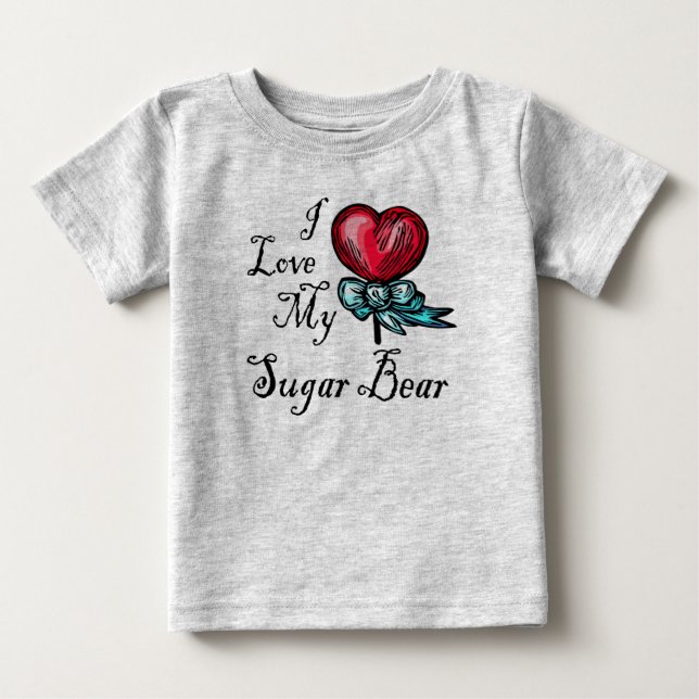 Ich Liebe mein Zuckerbär Herz Lollipop Baby T-shirt (Vorderseite)