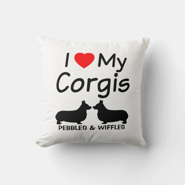 Ich Liebe Mein ZWEI Corgis Kissen (Vorderseite)