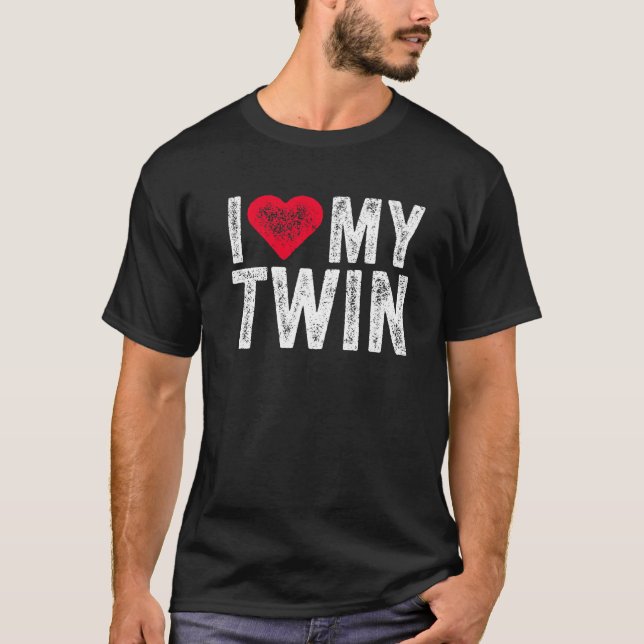 Ich Liebe mein zweiköpfiges Rotes Herz störte Retr T-Shirt (Vorderseite)