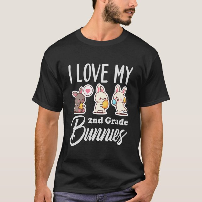 Ich Liebe mein zweitklassiger Bunnies Niedlicher Z T-Shirt (Vorderseite)