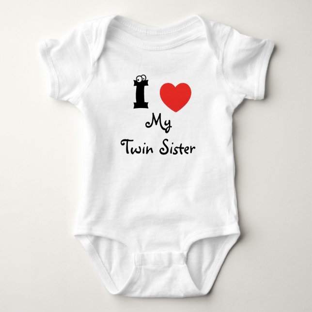 Ich Liebe mein Zwillingsschwester Shirt. Baby Strampler (Vorderseite)