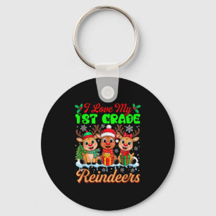 Ich Liebe meine 1. Klasse Rentiere Drei Weihnachts Schlüsselanhänger
