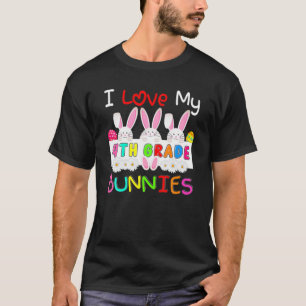 Ich Liebe meine 4. Klasse Bunnies Niedliche Blume T-Shirt