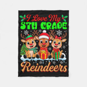 Ich Liebe meine 5. Klasse Rentiere Drei Weihnachts Fleecedecke