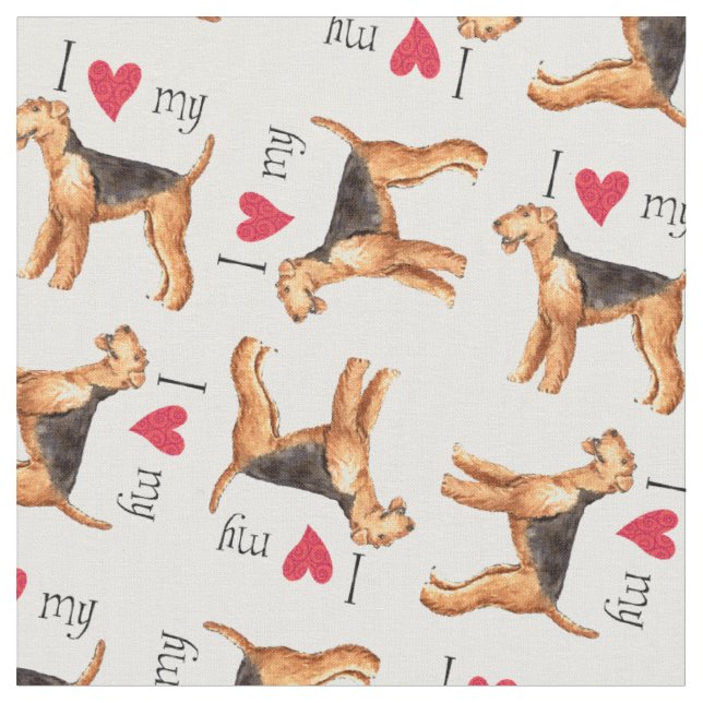 Ich Liebe meine Airedale Stoff (Nahaufnahme)