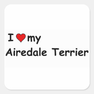 Ich Liebe meine Airedale Terrier Quadratischer Aufkleber