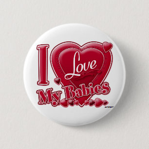Ich Liebe meine Babys rot - Herz Button