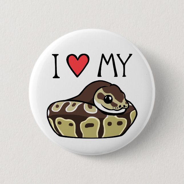 "Ich Liebe meine Ball-Pythonschlange-" niedliche Button (Vorderseite)