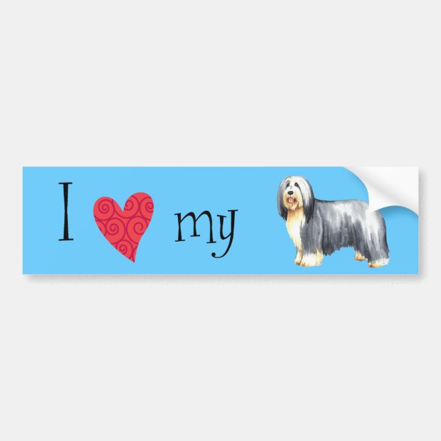 Ich Liebe meine bärtige Collie Autoaufkleber (Vorne)