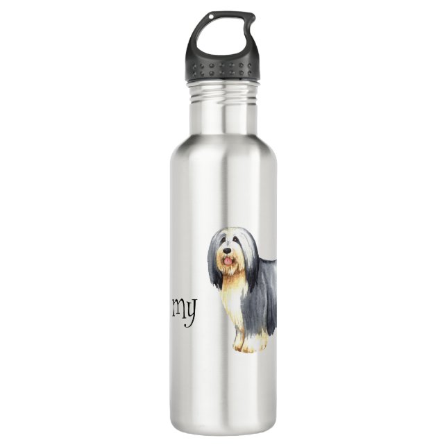 Ich Liebe meine bärtige Collie Edelstahlflasche (Vorderseite)