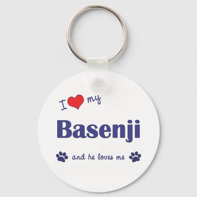 Ich Liebe meine Basenji (Männerhund) Schlüsselanhänger (Vorderseite)