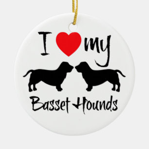 Ich Liebe meine Basset Hounds Keramik Ornament