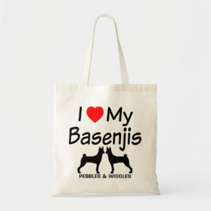 Ich Liebe meine beiden Basenji-Hunde Tragetasche