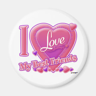 Ich Liebe Meine besten Freunde rosa/lila - Herzen Magnet