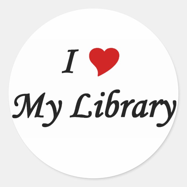 Ich Liebe meine Bibliothek Runder Aufkleber (Vorderseite)