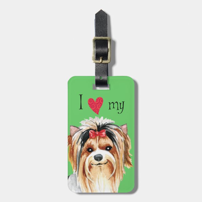 Ich Liebe meine Biewer Terrier Gepäckanhänger (Vorderseite vertikal)