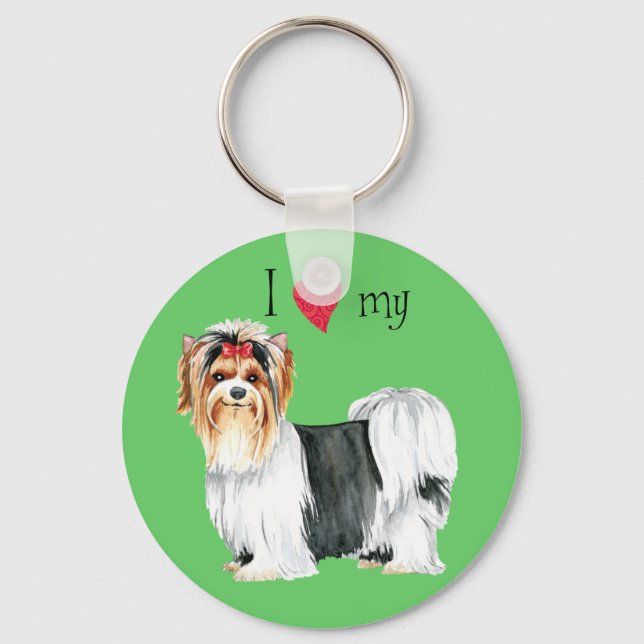 Ich Liebe meine Biewer Terrier Schlüsselanhänger (Vorderseite)