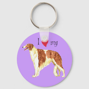 Ich Liebe meine Borzoi Schlüsselanhänger