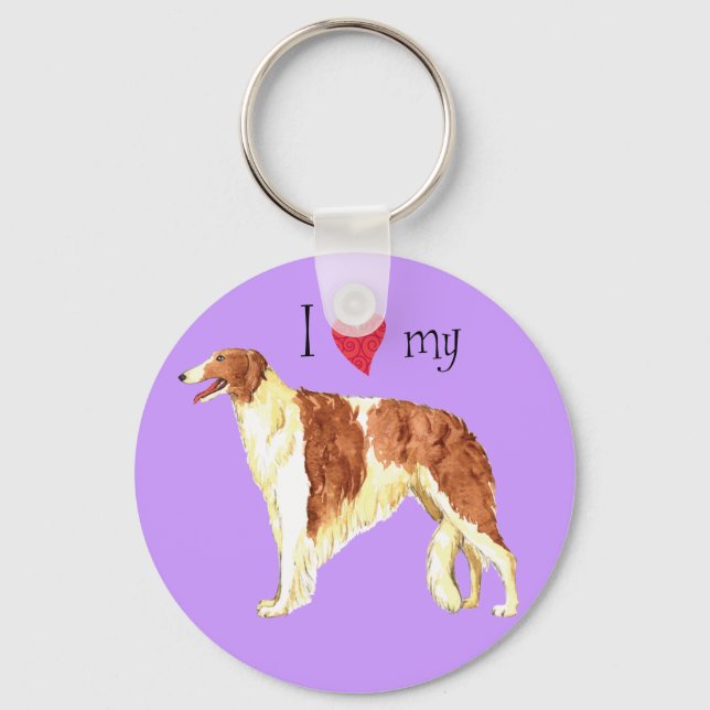 Ich Liebe meine Borzoi Schlüsselanhänger (Vorderseite)