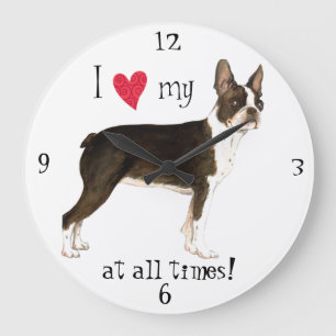 Ich Liebe meine Boston Terrier Große Wanduhr