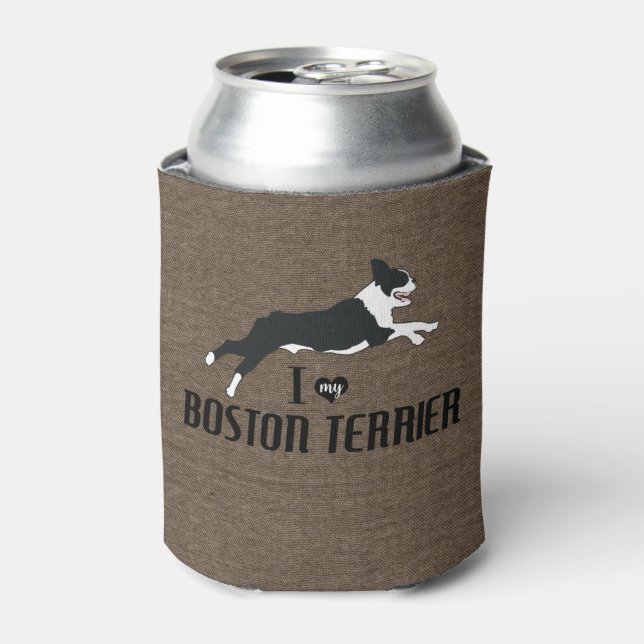Ich Liebe meine Boston Terrier Rustic Dosenkühler (Kanne Vorderseite)