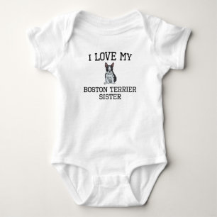 Ich Liebe meine Boston Terrier Schwester Baby Strampler