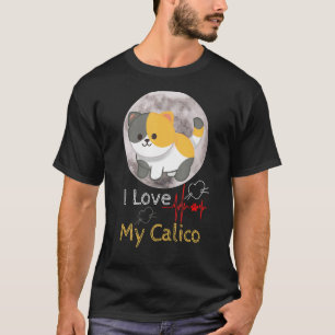 Ich Liebe meine Calico Grafik Full Moon Cats Calic T-Shirt