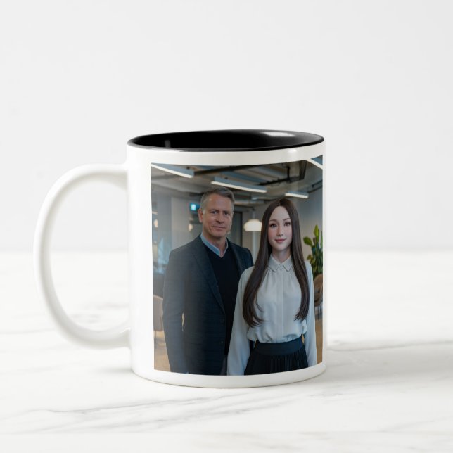 ❤️ ich Liebe meine Chatbots erstellen eigenes Foto Zweifarbige Tasse (Links)