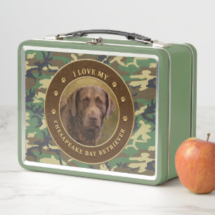 Ich Liebe meine Chesapeake Bay Retriever Cammo Lun Metall Brotdose